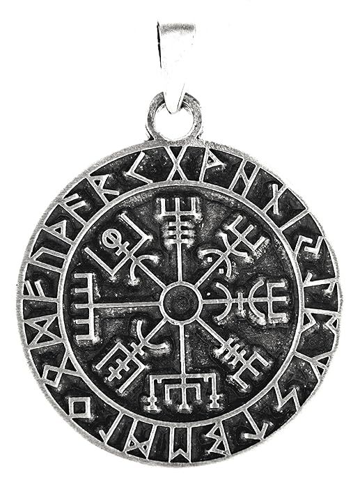 Kiss of Leather Wikinger Kompass Anhänger aus Zinn Nr. 99