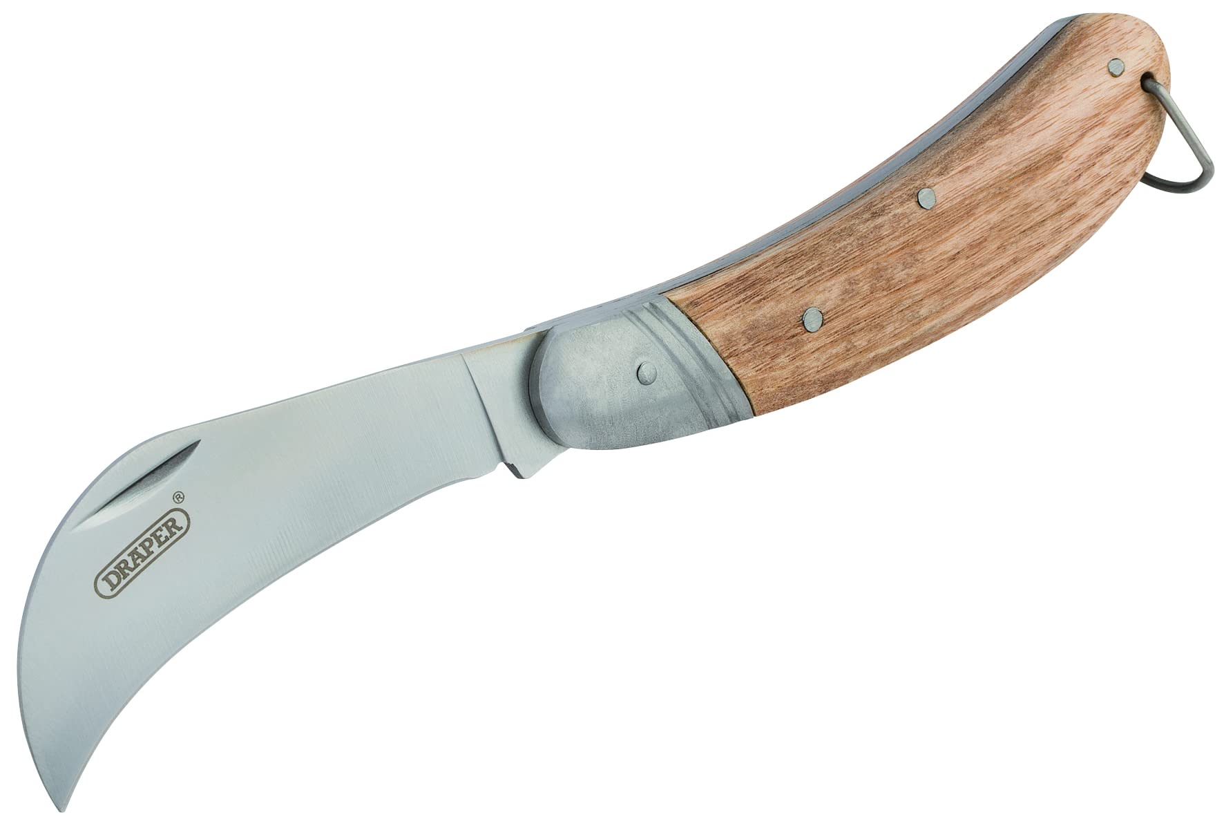 Draper Budding Knife with Oak Handle | Stainless Steel Folding Knife | Single Blade Flick Garden Knife | Gardening Tools | 17558