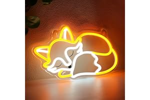 YuanDian Fox Neon Sign, Animal Neon Lights for Bedroom Living Room Wall Decor, Birthday Party Gifts for Kids Adults People Who Like Foxes
