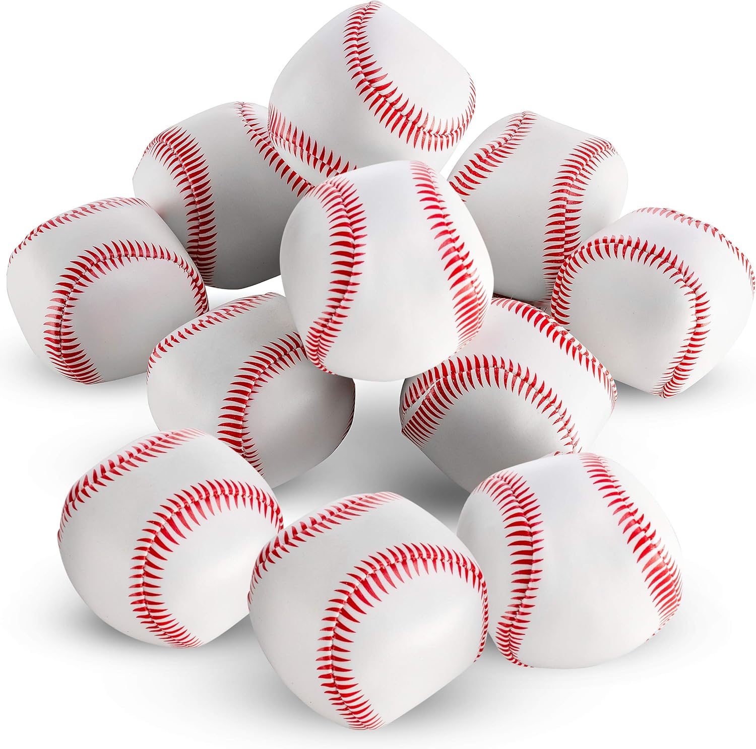 Bedwina Mini Soft Baseballs - Pack of 24 Bulk - 2" Sports Themed Foam Baseball Toys and Squeeze Stress Relief Balls, Party Favor Supplies, Gifts and Stocking Stuffers for Kids: Toys & Games
