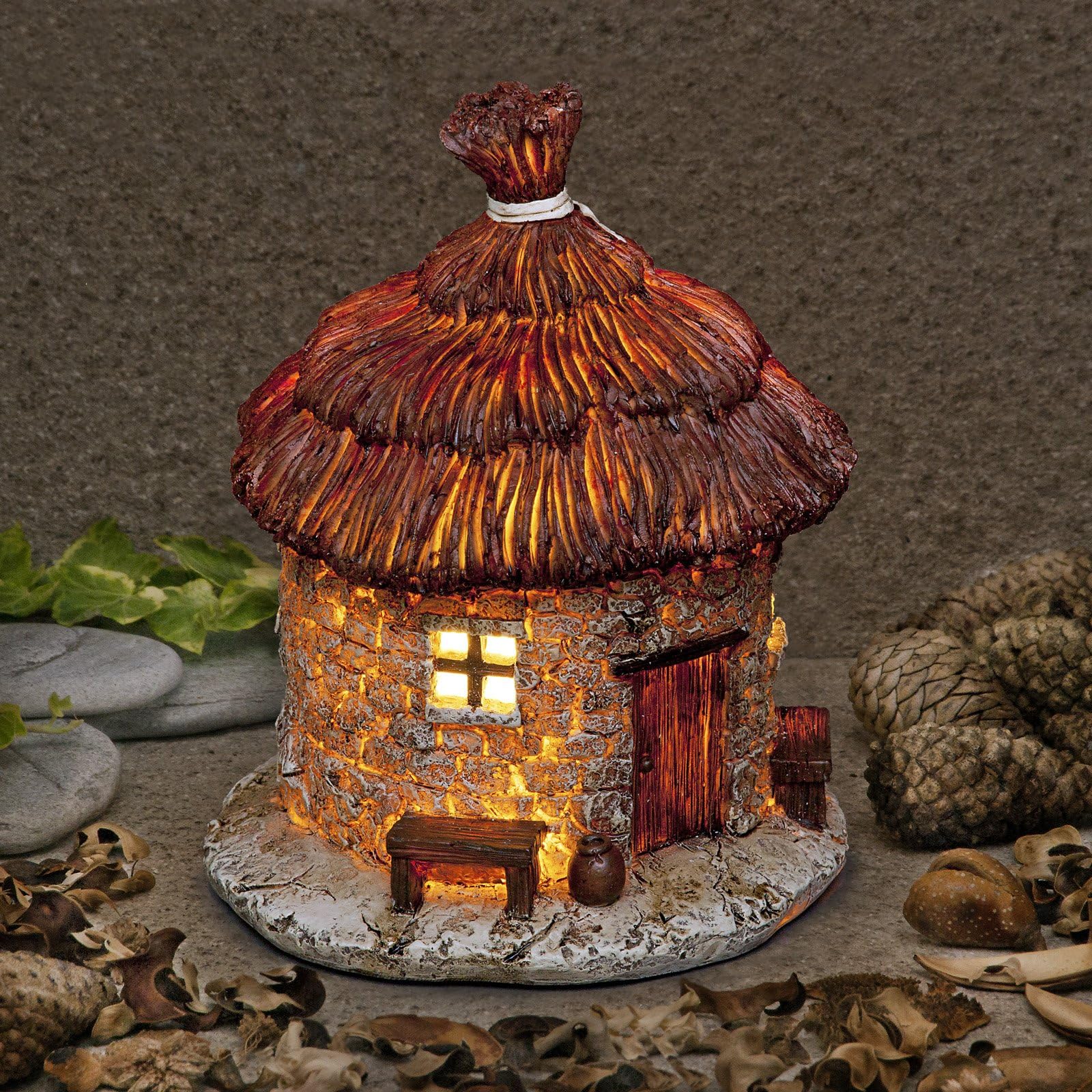 Garden Glows Fairy Dwelling - THE HOME OF GODWIN CORNSNAKE - Fairy House - for indoor outdoor use - with 3 solar powered LEDs