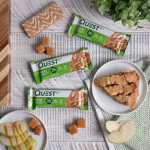 QUEST NUTRITION APPLE PIE PROTEIN BAR, 20G PROTEIN, 4G NET CARBS, 2G SUGAR, GLUTEN FREE, KETO FRIENDLY, 12 COUNT
