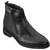 CALTO Men's Invisible Height Increasing Elevator Shoes - Black Premium Leather Lightweight Zipper Boots - 3.2 Inches Taller - S28001 - Size 10 D(M) US