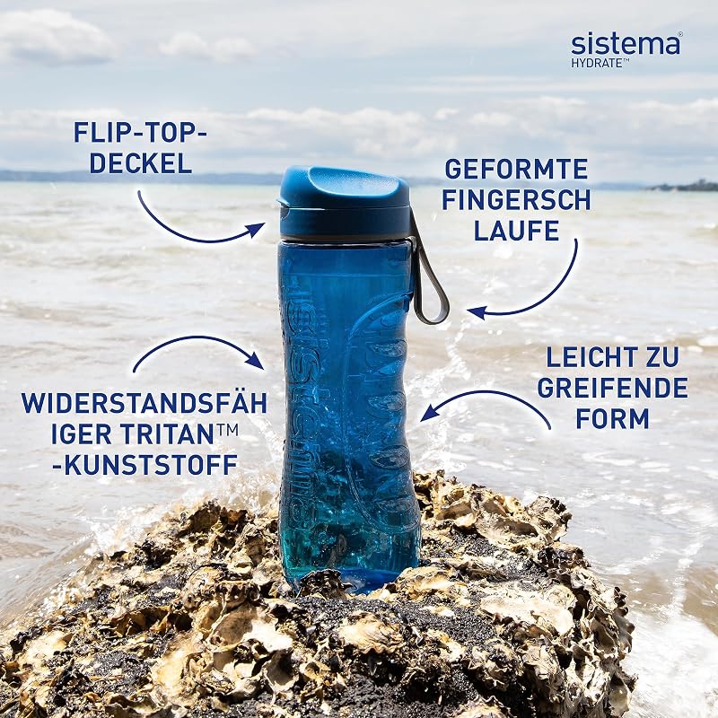 Hydrate Tritan Swift Wasserflasche | 800 ml | Auslaufsichere Wasserflasche | Ocean Blue & Misty Purple | 2 Stück