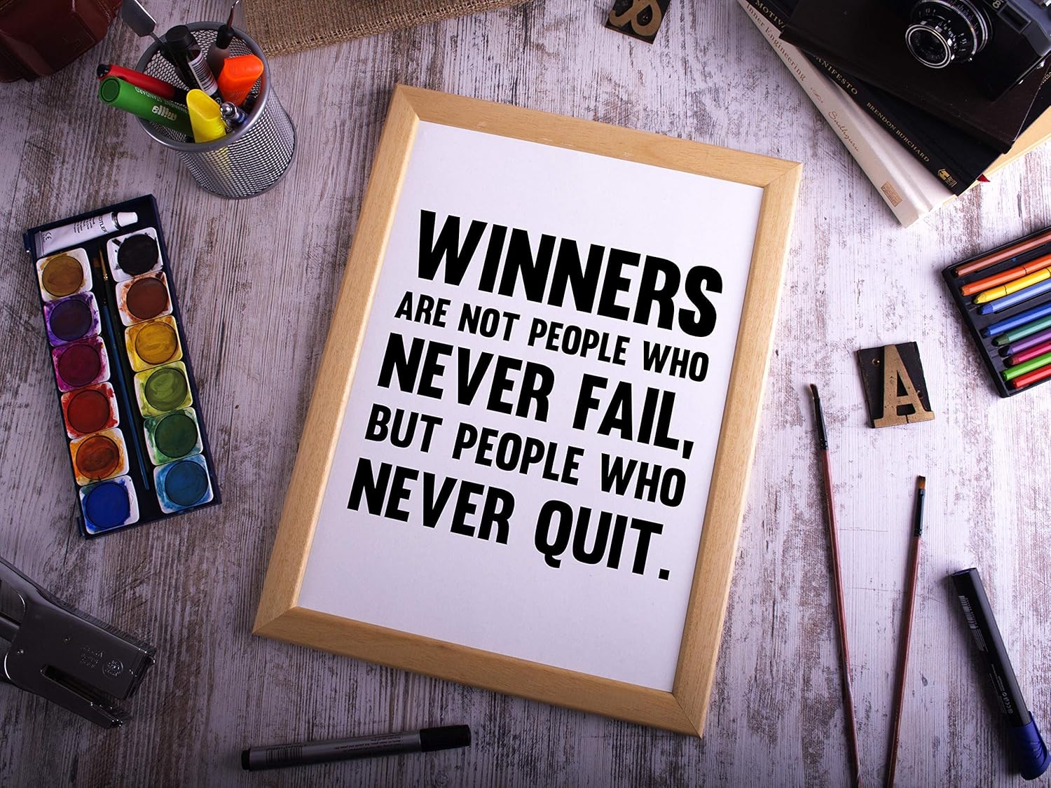 Amazon Com Winners Are Not People Who Never Fail But People Who Never Quit Poster Print Inspirational Print Motivational Quotes Office Art Cubicle Picture Home Wall Decor Unframed Handmade