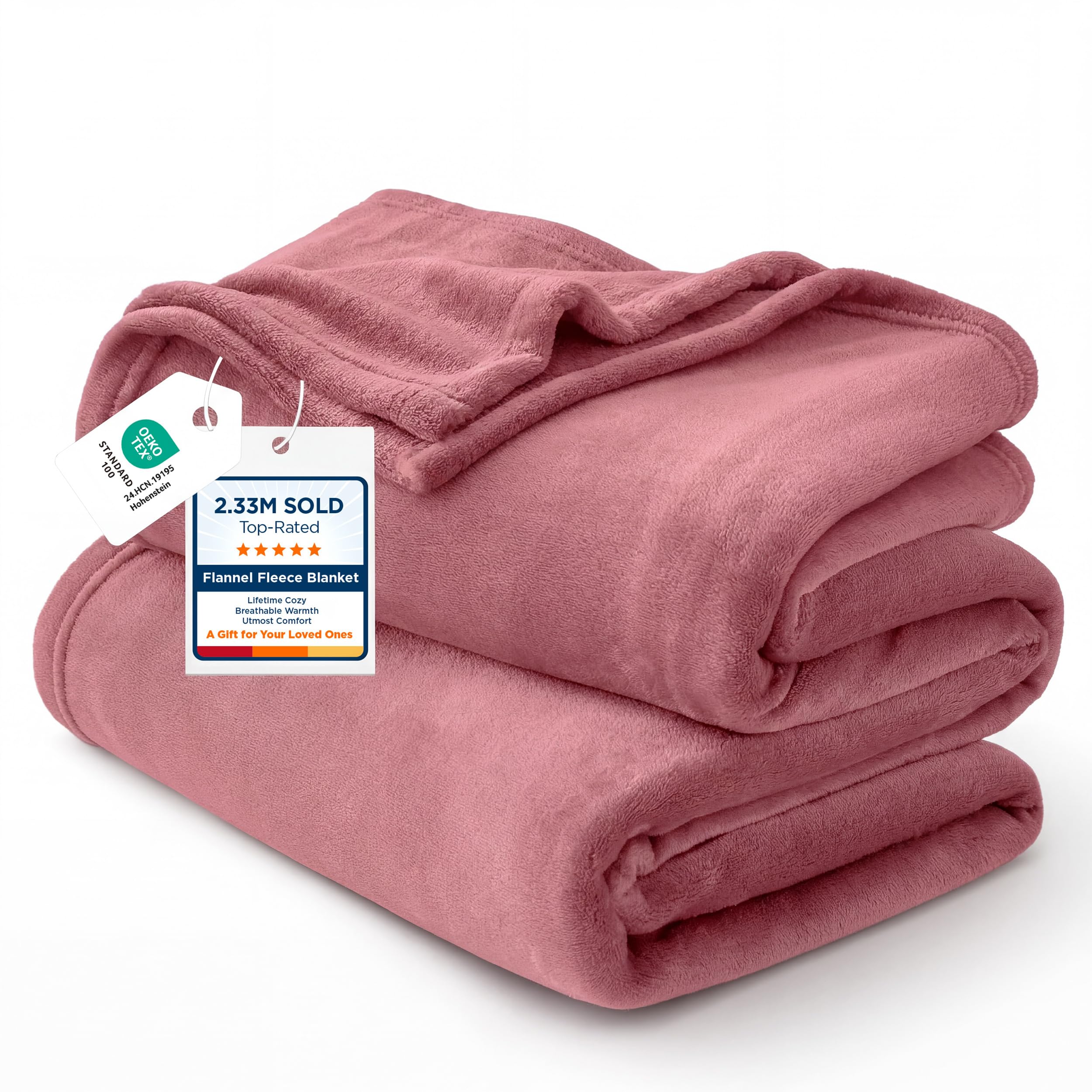 Bedsure GentleSoft Fleece Bed Blankets Queen Size Dusty Rose - Soft Lightweight Plush Fuzzy Cozy Luxury Blanket Microfiber, 90x90 inches