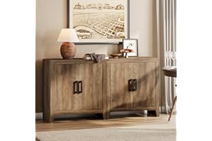 WAMPAT Buffet Cabinet with Storage, 62" Large Sideboard, Kitchen Cabinet with Door and Adjustable Shelf, Modern Farmhouse Woo