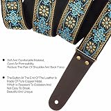 Nefelibata Guitar Strap Embroidered Cotton with Cowhide Ends 38–64in view 4