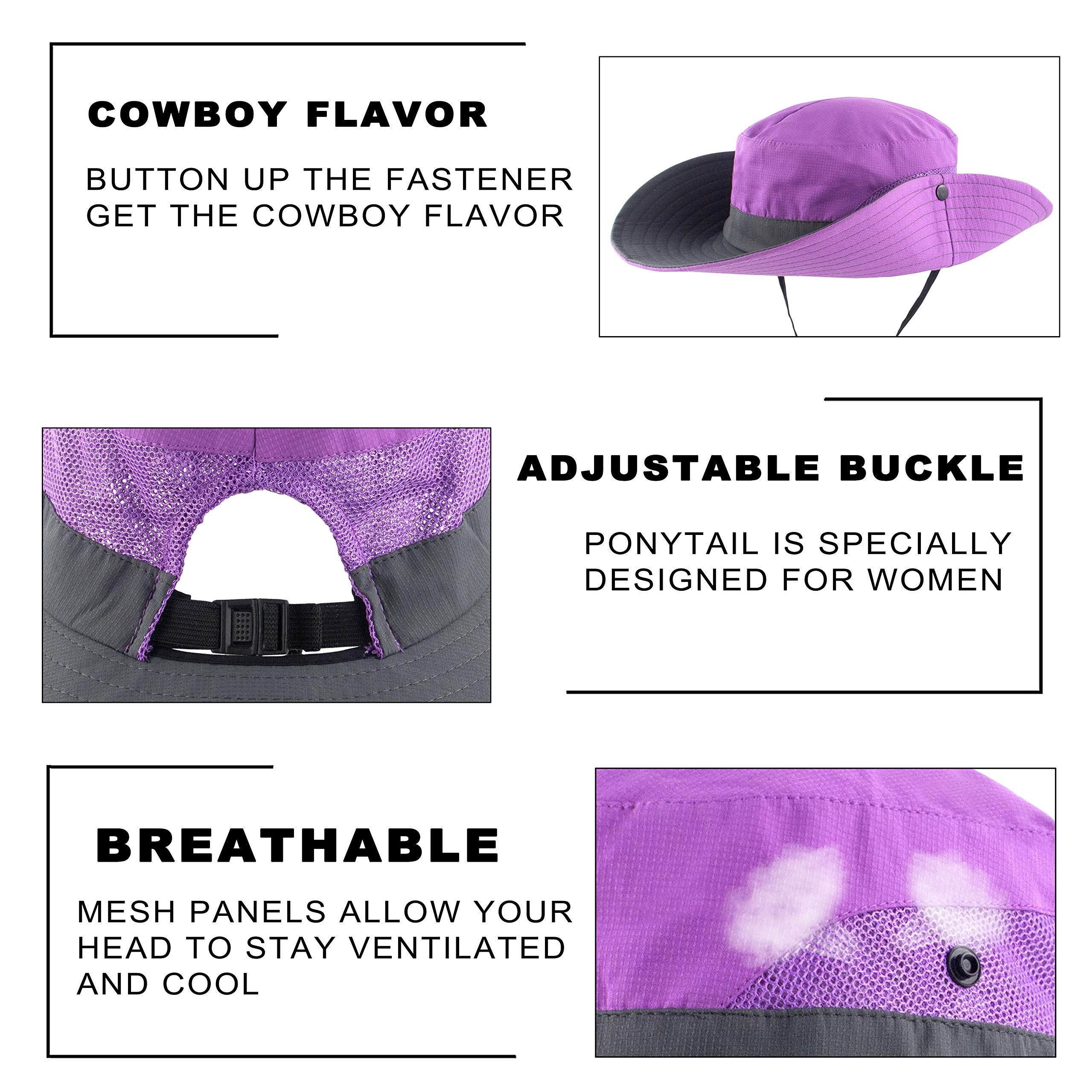 2 Pack Women Sun Hat UV Protection Wide Brim Adjustable Ponytail Packable Women main image 2