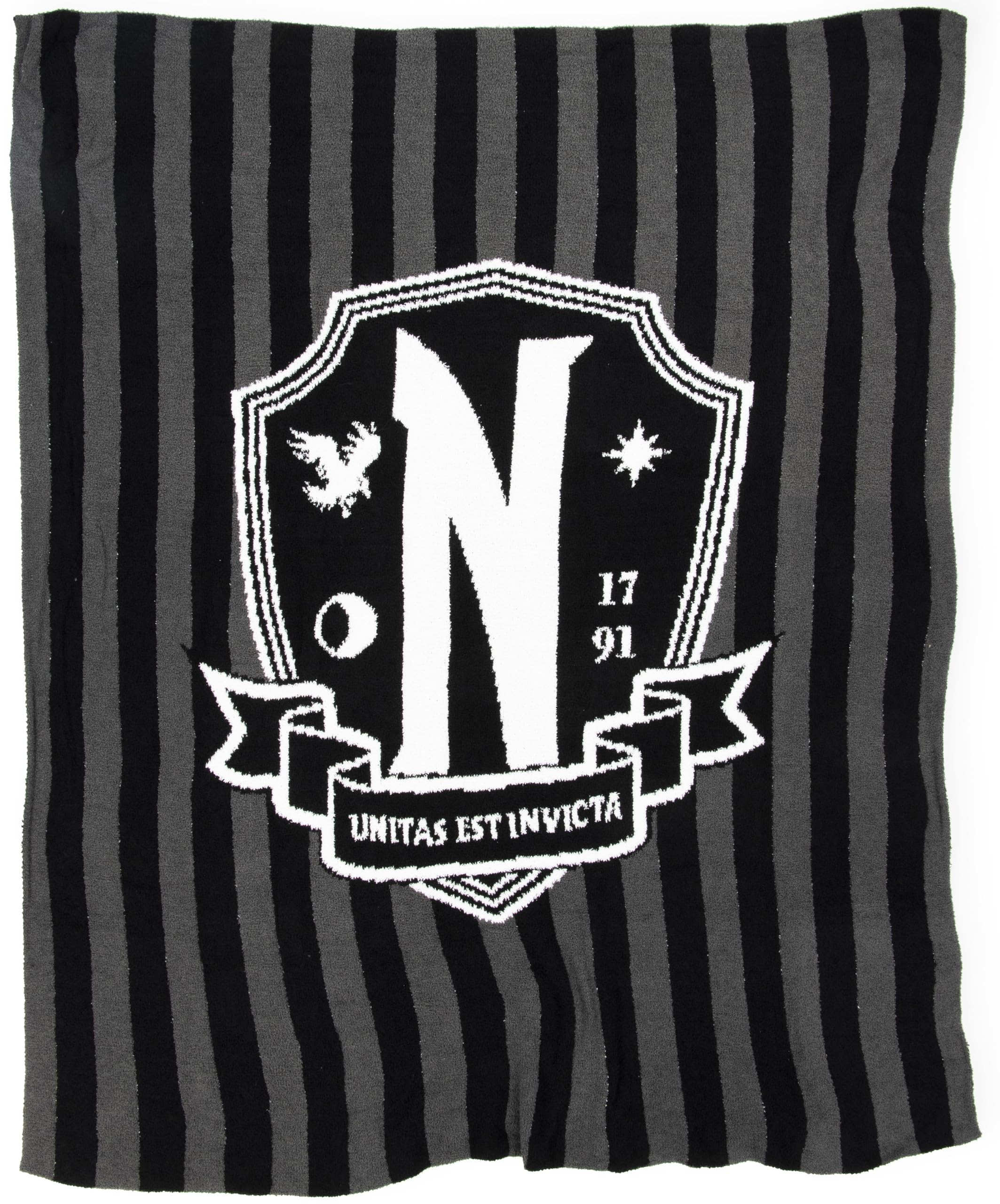 Jay Franco Plush Throw Blanket – Soft & Fuzzy 50x60 Inch Throw for Couch or Bed – Cozy Home Décor for Living Room & Bedroom, Black - Wednesday