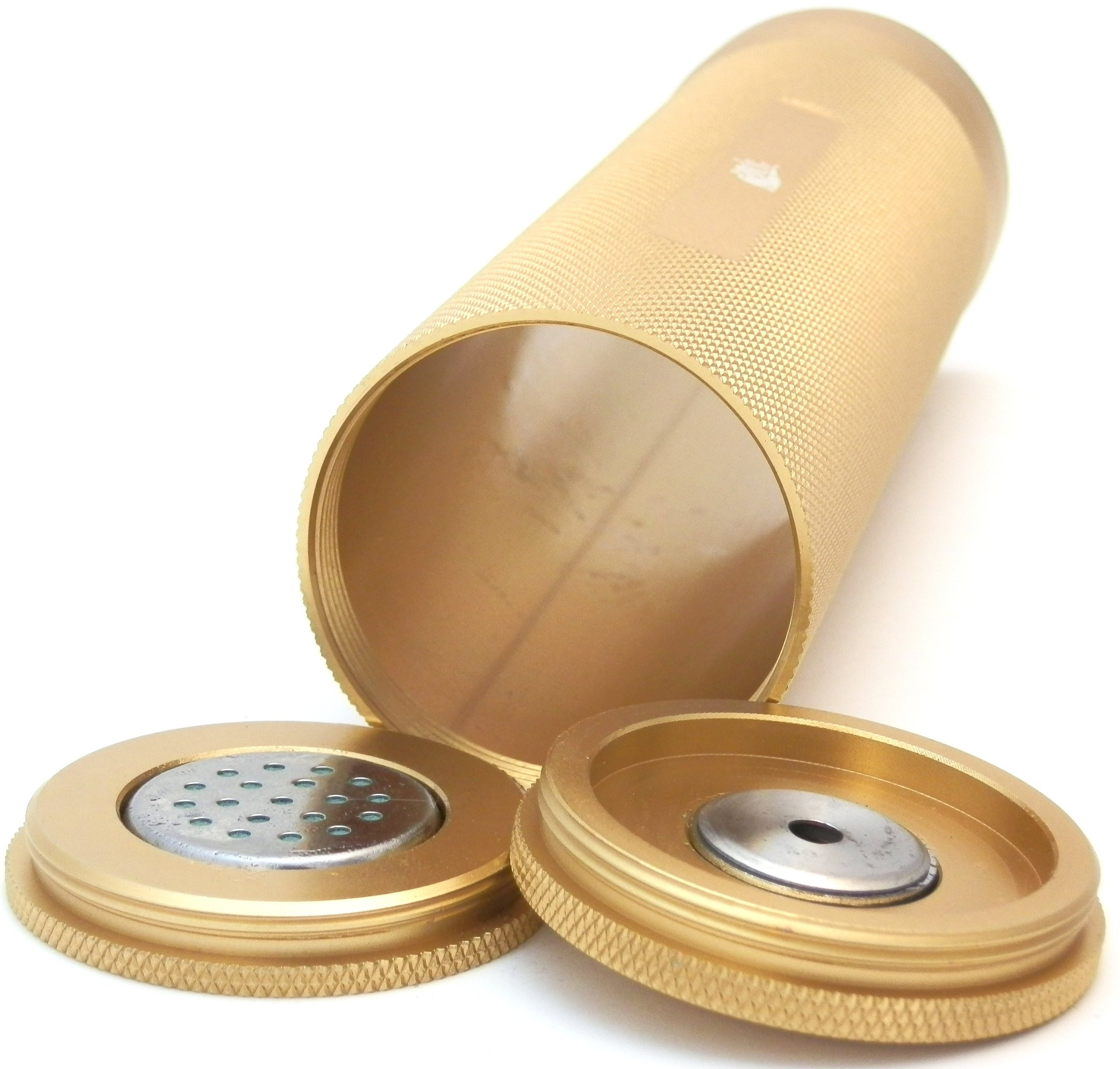 Mrs. Brog Cigar Travel Humidor Built in Hygrometer & Humidifier Holds Multiple Cigars Gold