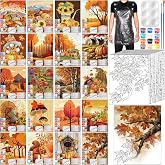 Dispowreath 20 Pack Pre-Drawn Canvases for Painting, Autumn | Preprinted Designs, for Sip and Paint Parties and DIY Projects