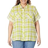 Tommy Hilfiger Womens Short Sleeve Checkered Camp Shirt