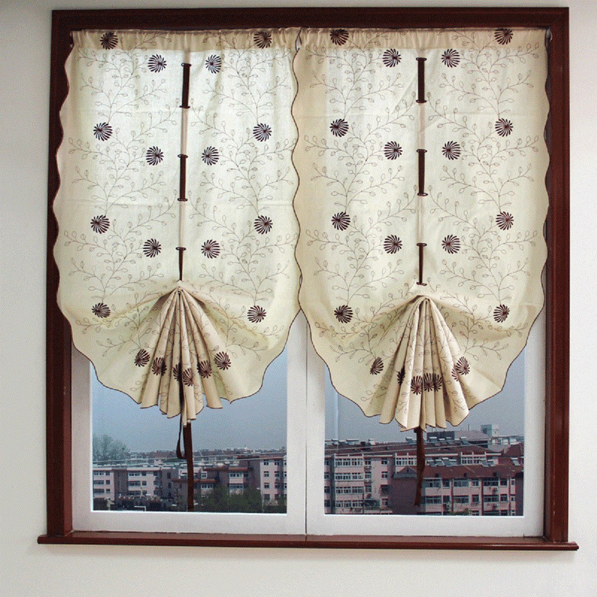 Home Cal Bowknot Roman Curtain Tie Up Shade For Small Window Rod