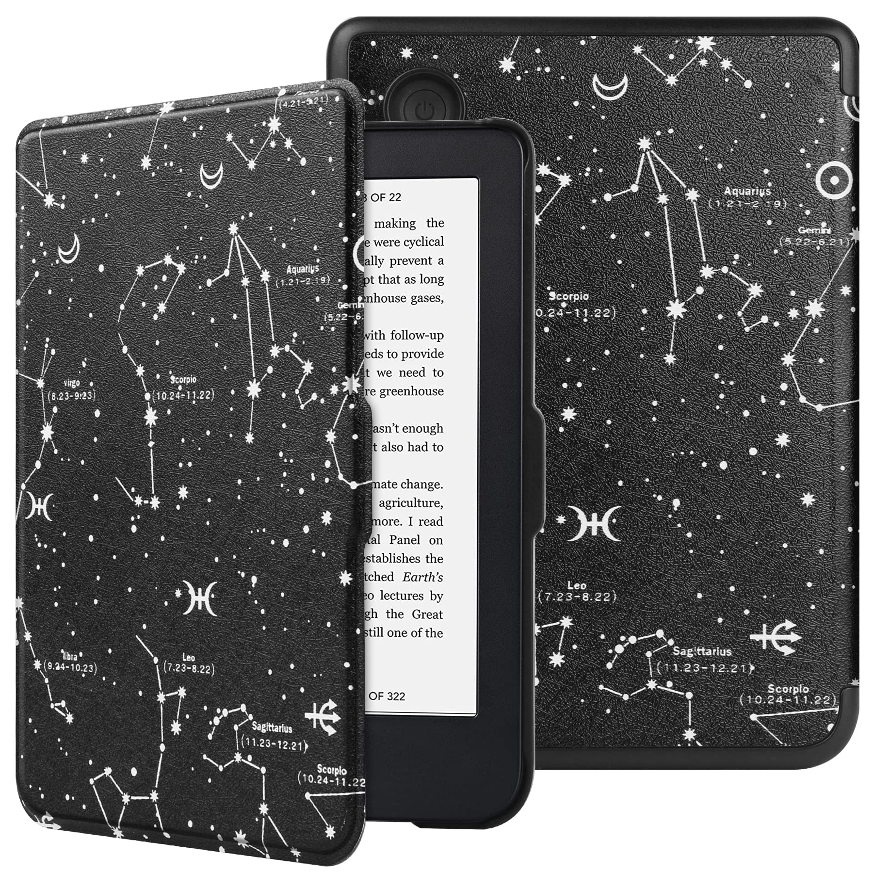 HGWALP Slimshell Case for 6" Kobo Clara Colour/Clara 2E(2022) eReaders, Premium Lightweight PU Leather Cover with Auto Sleep/Wake - Constellation