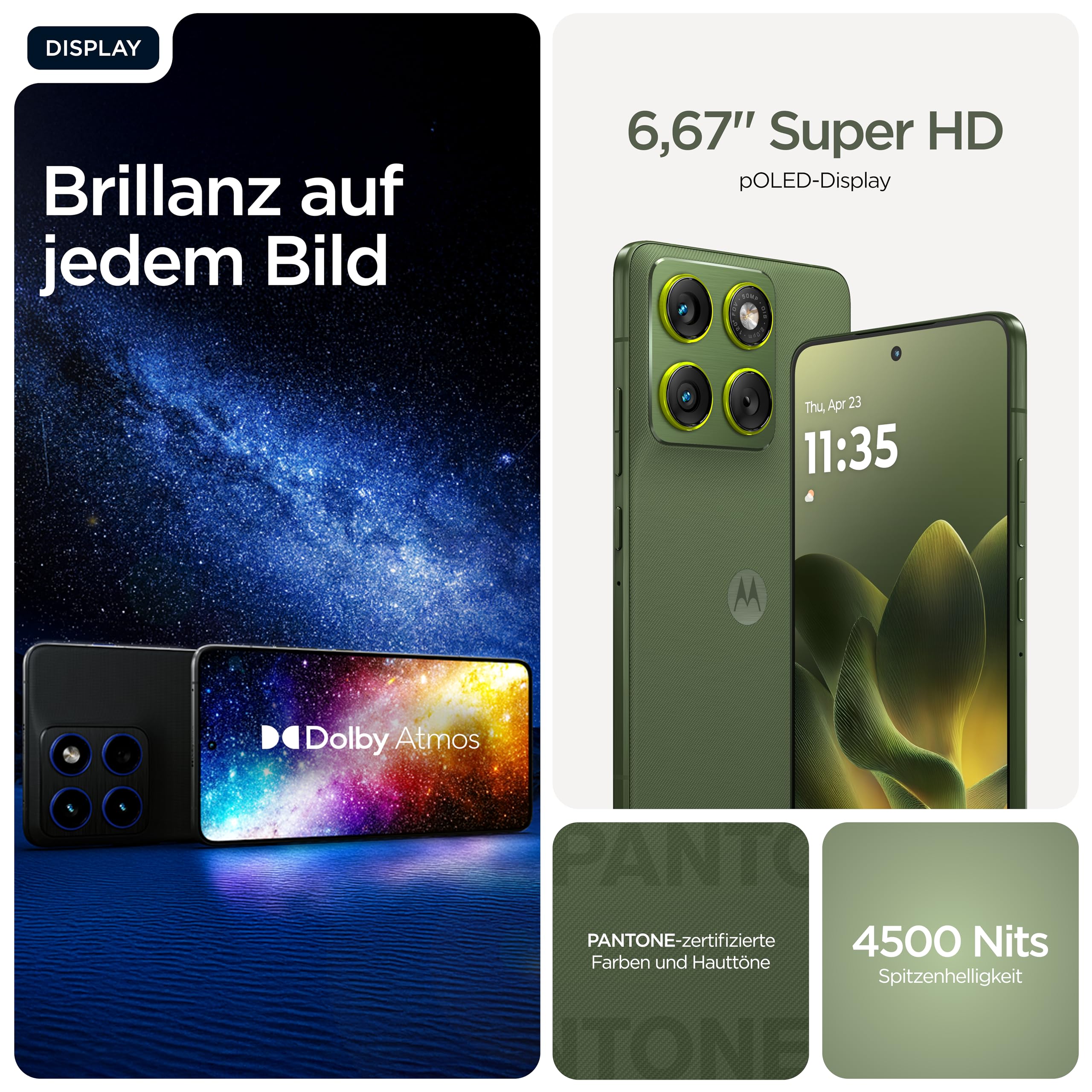 Motorola Edge 70 Smartphone (Robustes 6,67"-pOLED-Display mit Gorilla Glass 7i, 50-MP-Kamera, 12-512 GB, Wasser- und hitzebeständig, 68W-TurboPower-Aufladen), Pantone Bronze Green, inkl. Magnetcover 6
