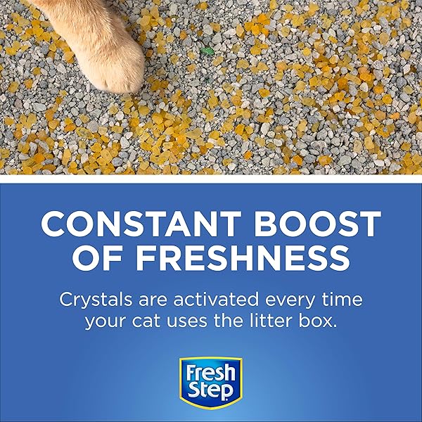 FRESH STEP CAT LITTER CRYSTALS DEODORIZER, NON TOXIC ODOR NEUTRALIZING CRYSTALS FOR LITTER BOXES THAT HELP CONTROL SMELLS AND KEEP HOME AREAS FRESH, SUMMER BREEZE SCENT, 70 OUNCE