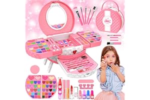 MINIFUN Kids Makeup Kit for Girl, 66 Pcs Washable Makeup Set for Little Girls, Cosmetic Set Pretend Play Makeup Toy Beauty Set Christmas & Birthday Gift Age 3 4 5 6 7 8 9+ Year Old Kids Toddler Toys