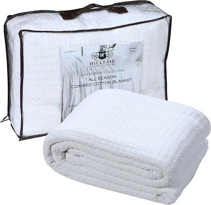 HILLFAIR 100 Soft Premium Combed Cotton Thermal Blanket Queen Blanket