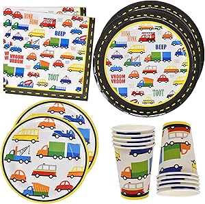 Traffic Jam Cars Trucks Transportation Party Supplies Tableware Set 24 9