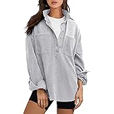 ANRABESS Sweatshirt for Women Oversized Casual Long Sleeve Side Slit Button Lapel Polo Pullover Tunic Tops 2025 Fall Outfits