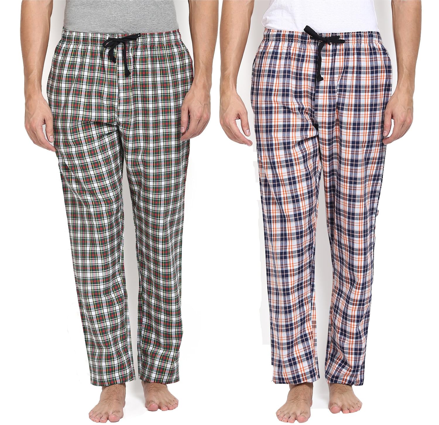 Buy Joven Pack of 2 Men's Cotton Assorted Checkered Multicolor Pyjama