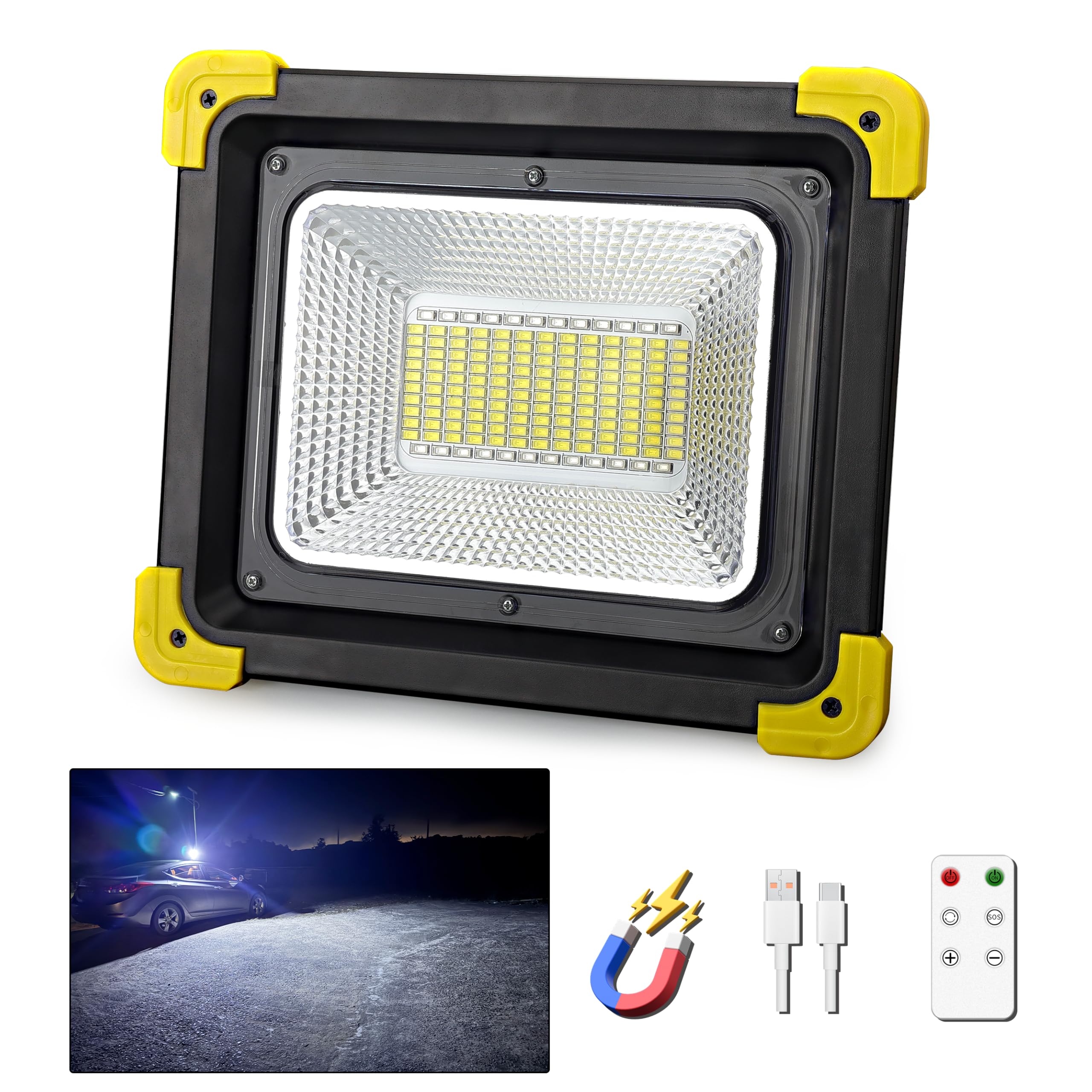 Photo 1 of 29000LM Rechargeable LED Work Light, 12000mAh Magnetic Work Light 90H Long Lasting Remote Control Construction Lights IP65 Waterproof 4 Modes Job Site Lighting for Outdoor,Garage