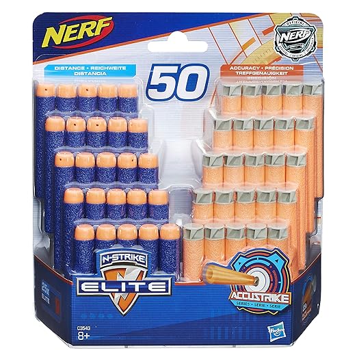 Hasbro Nerf C3543EV2 - N-Strike Dart Nachfüllpack 25 Elite/25 Accu Strike, Spielzeugblaster-Zubehör, 50er Pack