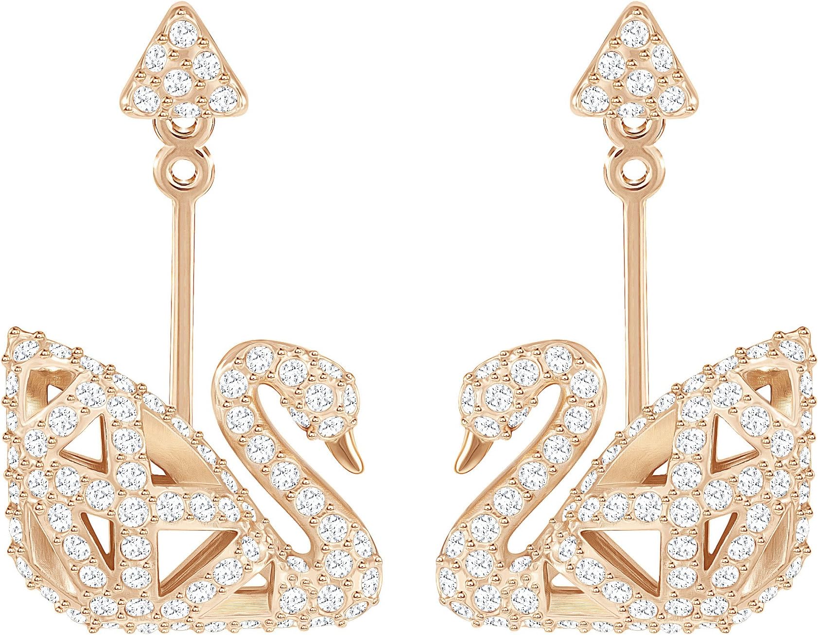 SwarovskiFacet Swan Pierced Earrings Rose Gold-tone Plated 5358058