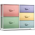 Sorbus Kids Dresser with 5 Drawers - Storage Chest Organizer Unit with Steel Frame, Wood Top & Handles, Tie-dye Fabric Bins for Clothes - Wide Furniture for Bedroom Hallway Kids Room Nursery & Closet