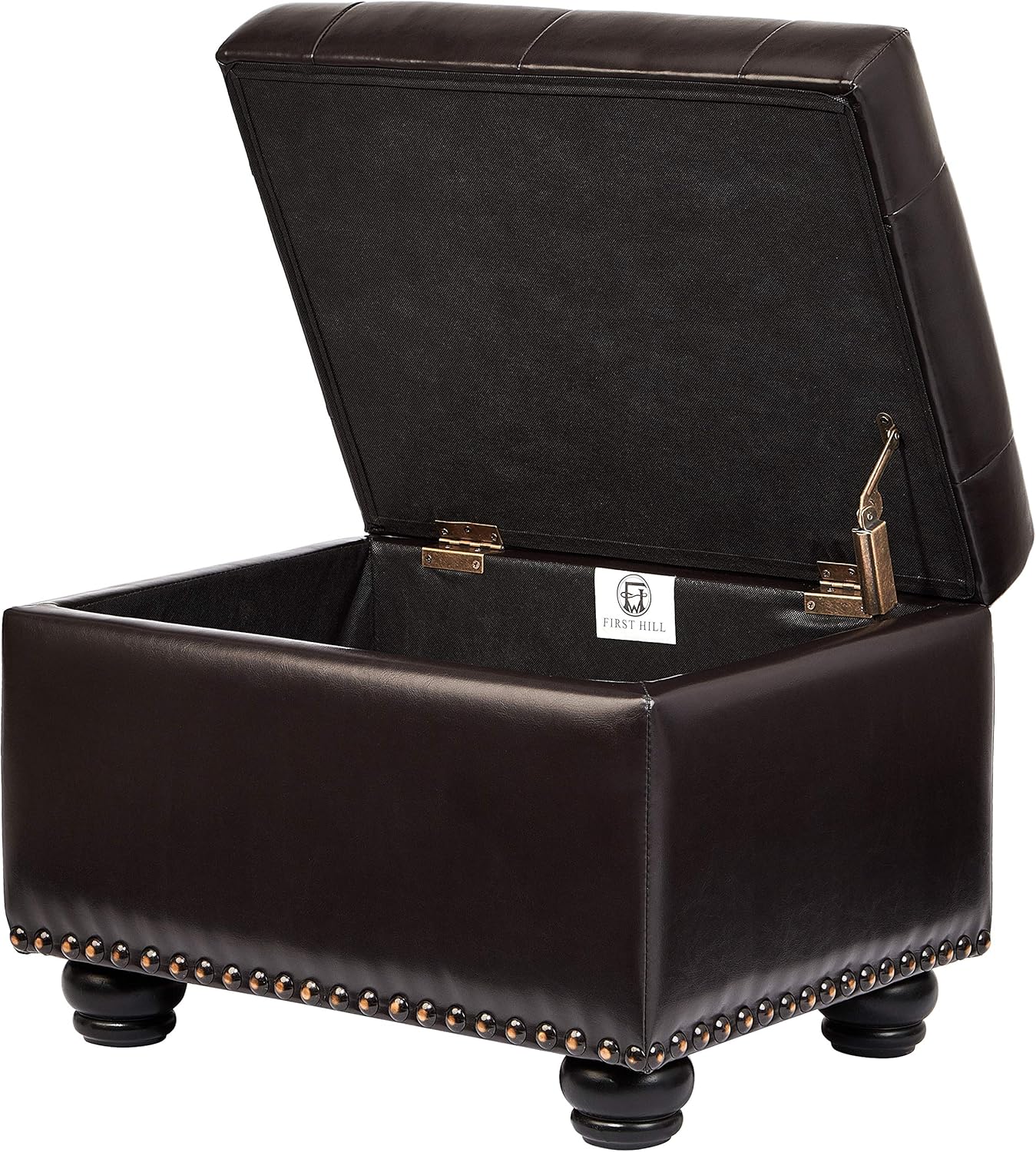First Hill Deep Tufting Storage Ottoman, Espresso: Furniture & Decor