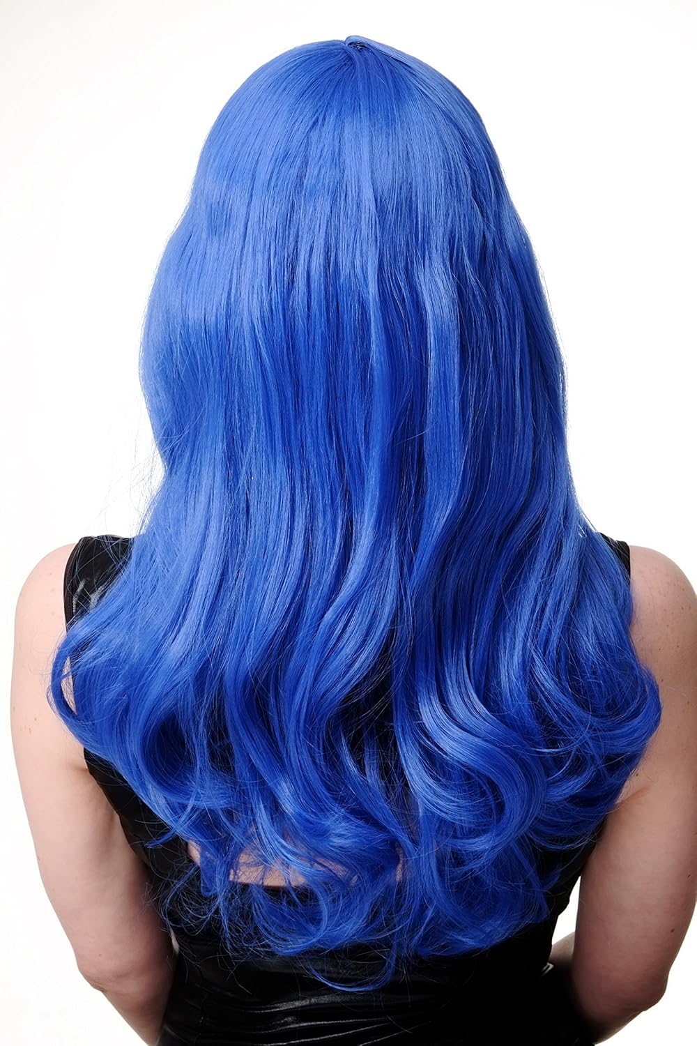 WIG ME UP - Party/Fancy Dress/Halloween Lady WIG long BLUE fringe slightly curly FRINGE Diva Cosplay Punk - Image 5