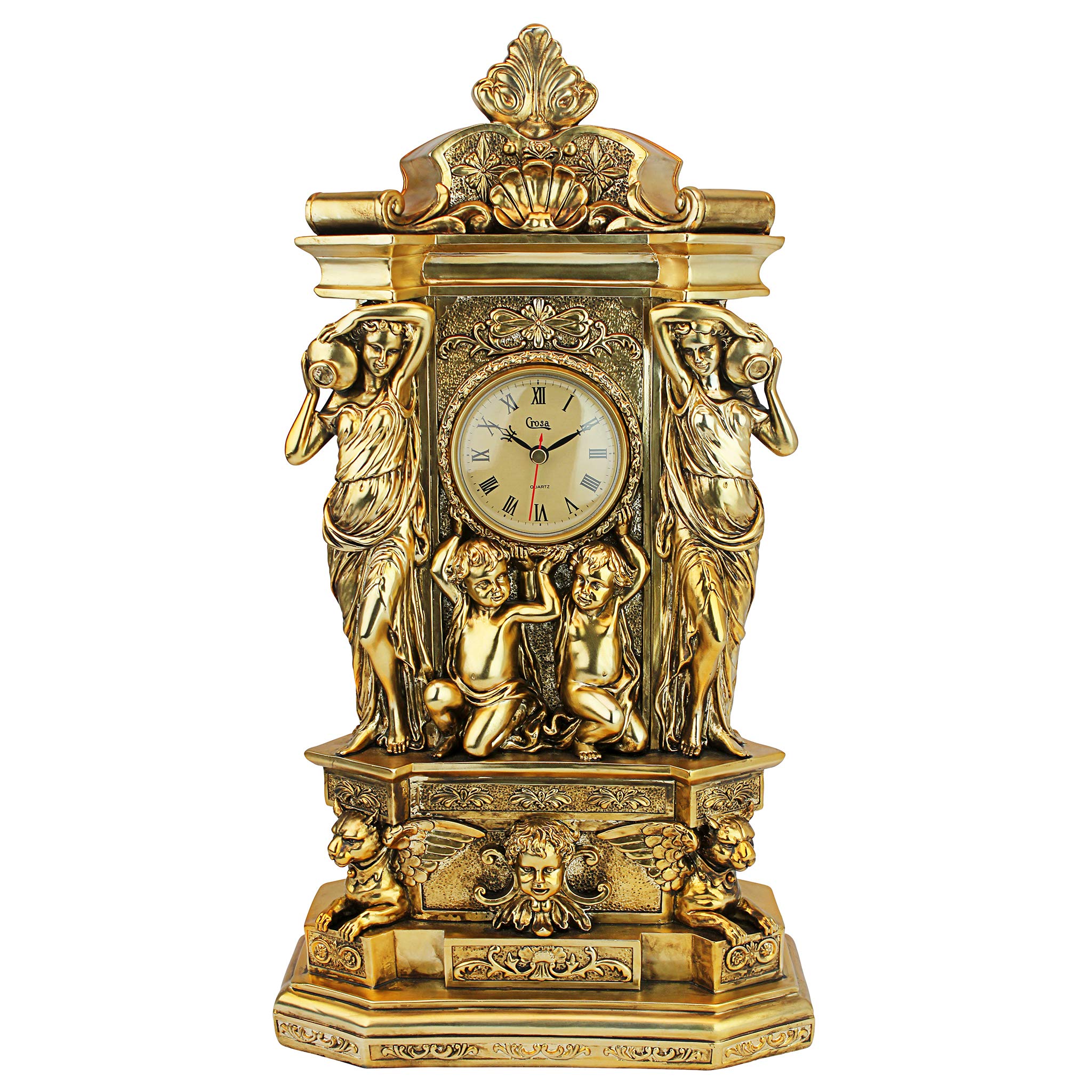 Design Toscano Chateau Chambord Mantel Clock, 51 cm, Polyresin, Gold