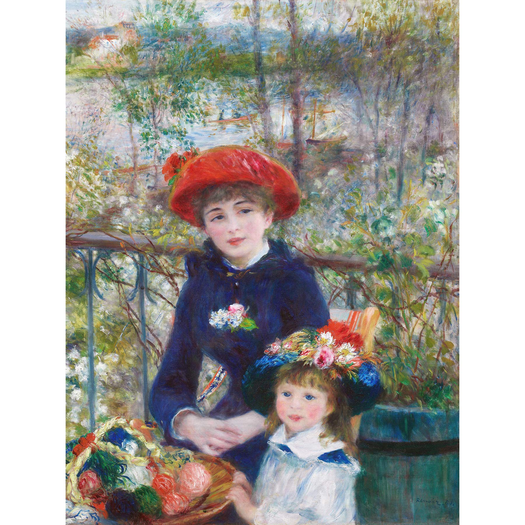 Renoir Two Sisters On Terrace Painting Large Wall Art Print Canvas Premium Mural