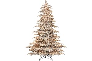 Puleo International 7.5 Foot Pre-Lit Flocked Aspen Fir Artificial Christmas Tree with 700 UL Listed Clear Lights