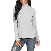 Udobana Women's Mock Turtleneck Cotton Long Sleeve Layering T Shirt Tops
