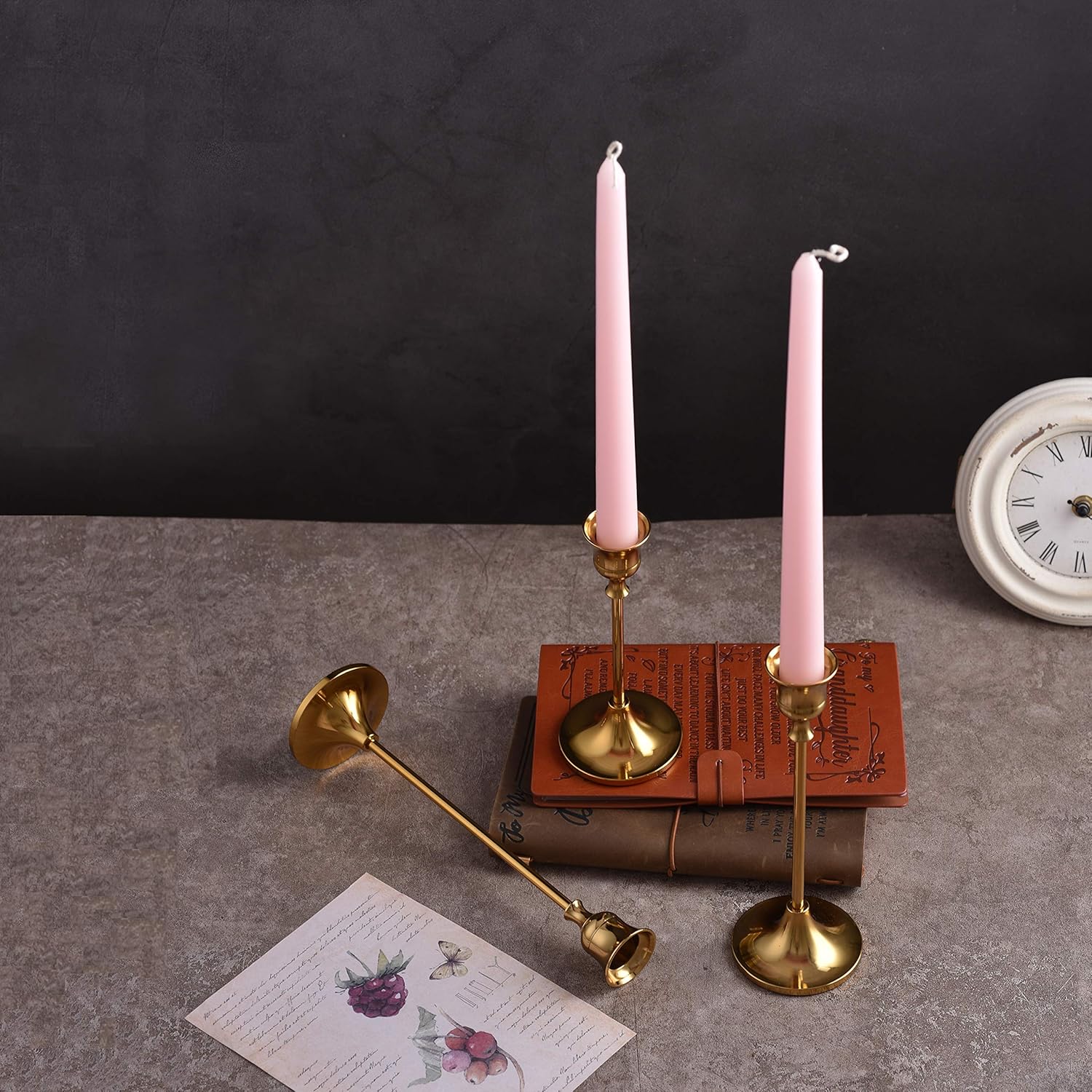 Candlestick Holders Taper Candle Holders, Brass Gold Candlestick Holder Set 3 Pcs Candle Stick Holders kit Decorative Candlestick Stand for Wedding Party Dinning (Brass Gold): Kitchen & Dining