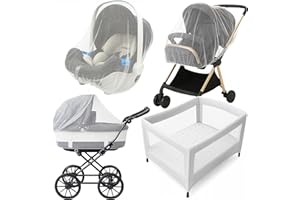 Enovoe Mosquito Net for Baby Stroller and Crib - Durable Mesh Bug Net Cover with Elastic Edge - Fits Strollers, Bassinets, Playards, and Mini Cribs - Travel Essential for Newborns - 63x64-Inch (White)