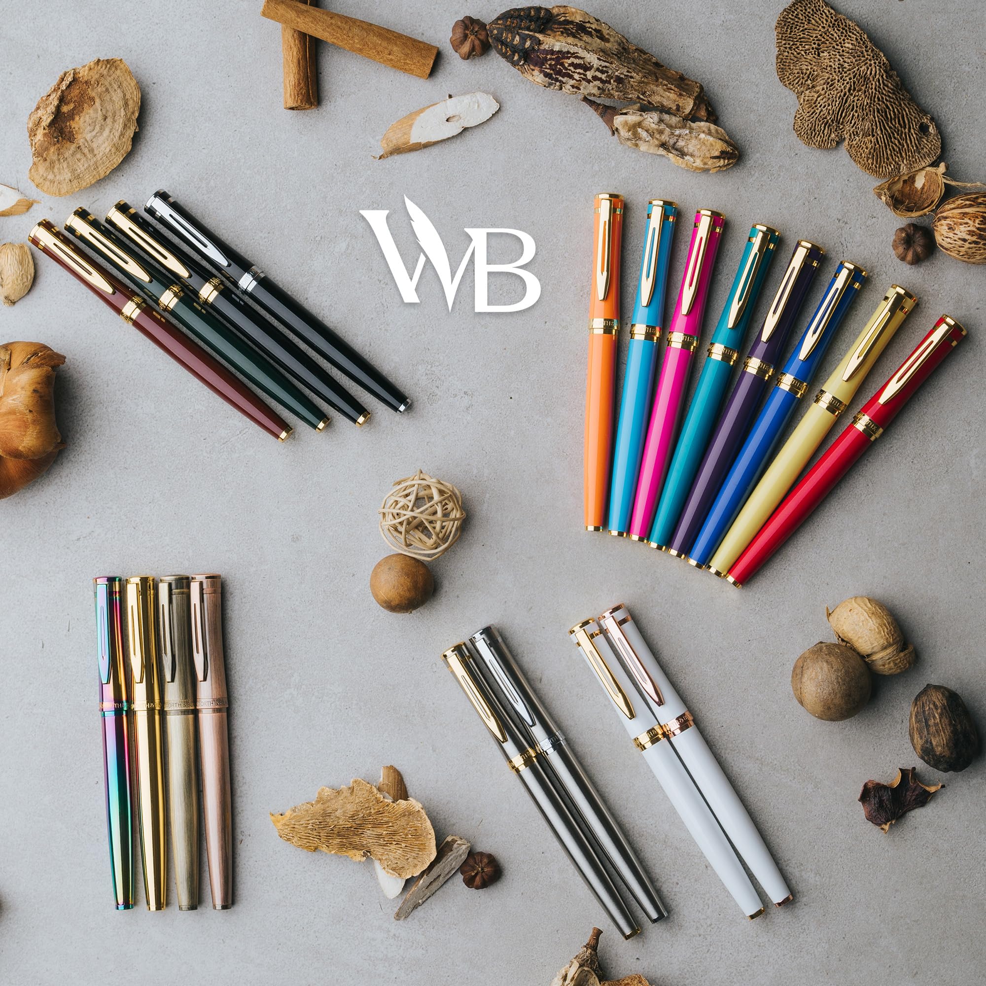 Wordsworth & Black Füllfederhalter Set, mittlere Spitze, inklusive 24 Tintenpatronen und Kolbenkonverter, Geschenkbox, Kalligraphie, glattes Schreiben, Chrom-Schwarz 8