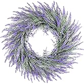 HUZIYAHAN Winter Spring Summer Lavender Door Wreath 20Inch Front Door Wreath All Seasons Wreaths Purple Artificial Lavender Wreaths for Outdoor Outside Indoor Window Home Rustic Farmhouse Decorations