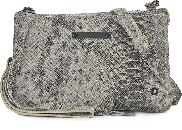 Tyoulip Sisters, Damen, Handtaschen, Umhängetaschen, Clutch, Unterarmtaschen, Schlangenoptik, Hellgrau, 20 x 13,5 x 2 cm (B x
