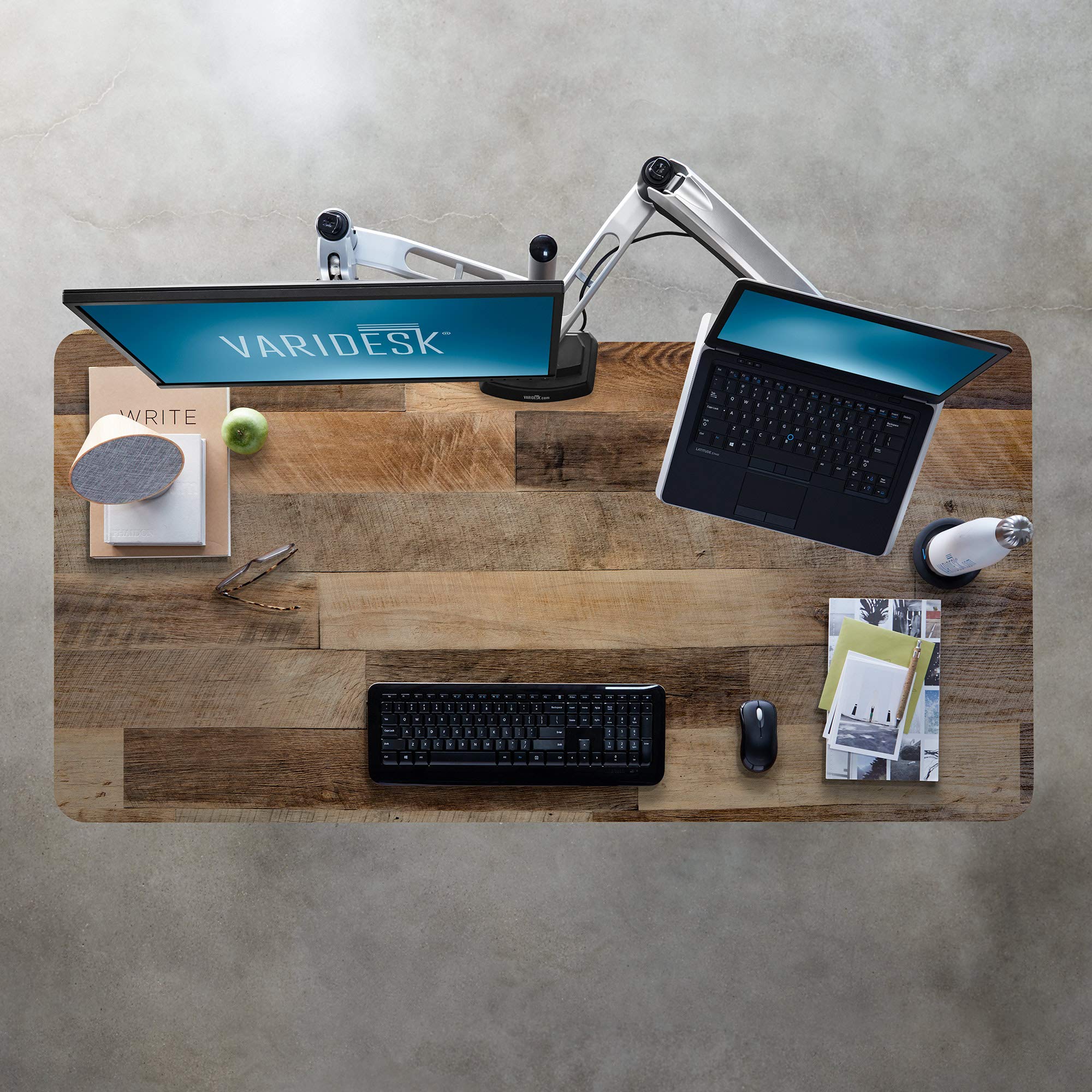 VARIDESK Full Electric Desk PRODESK 60 Electric Reclaimed Wood 3Button Memory Settings