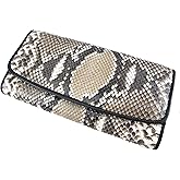 Pelgio Genuine Python Snake Skin Leather Women's Trifold Clutch Wallet (Reticulated Natural)
