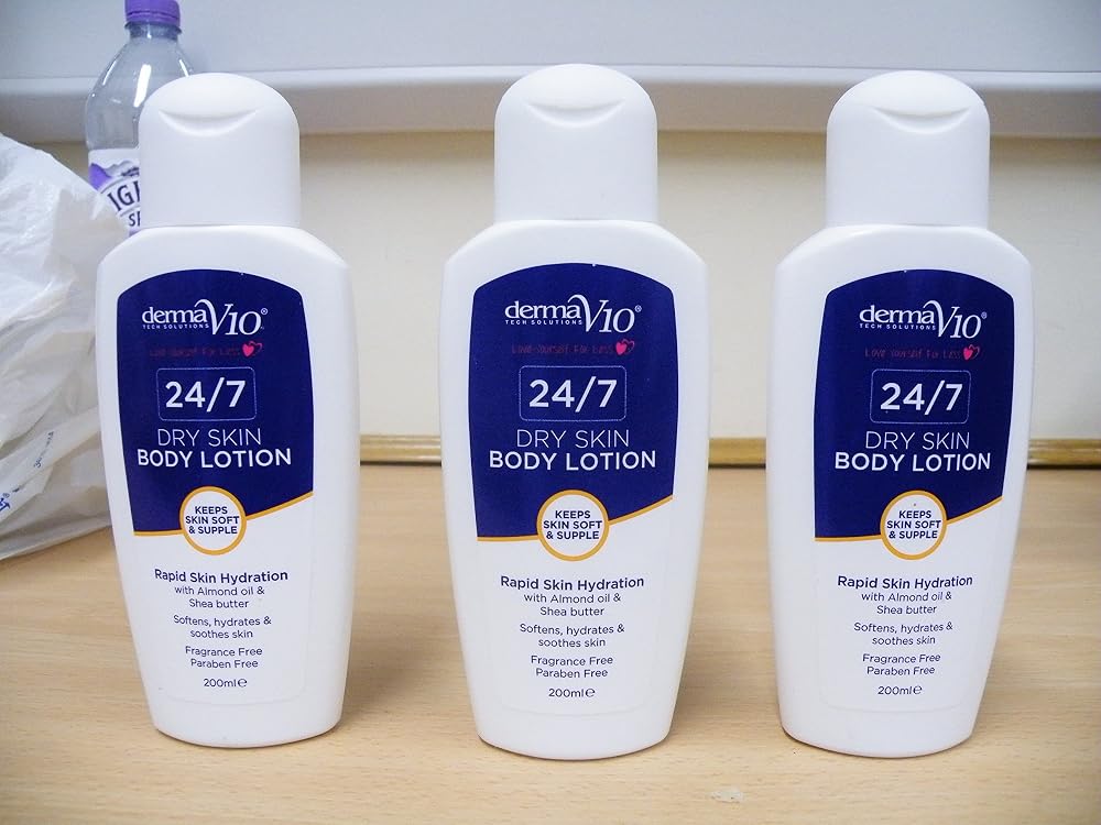 Derma V10 24/7 Dry Skin Body Lotion Moisturiser Almond Oil Shea Butter 200ml