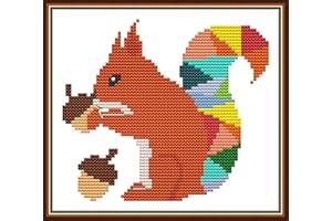 Joy Sunday Cross Stitch Kits Stamped Full Range of Embroidery Starter Kits for Beginners DIY (Printed Kits Squirrel 3 11CT 9×8(inch))…