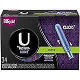 U by Kotex Click Compact Tampons, Super Absorbency, Unscented, 34 Count