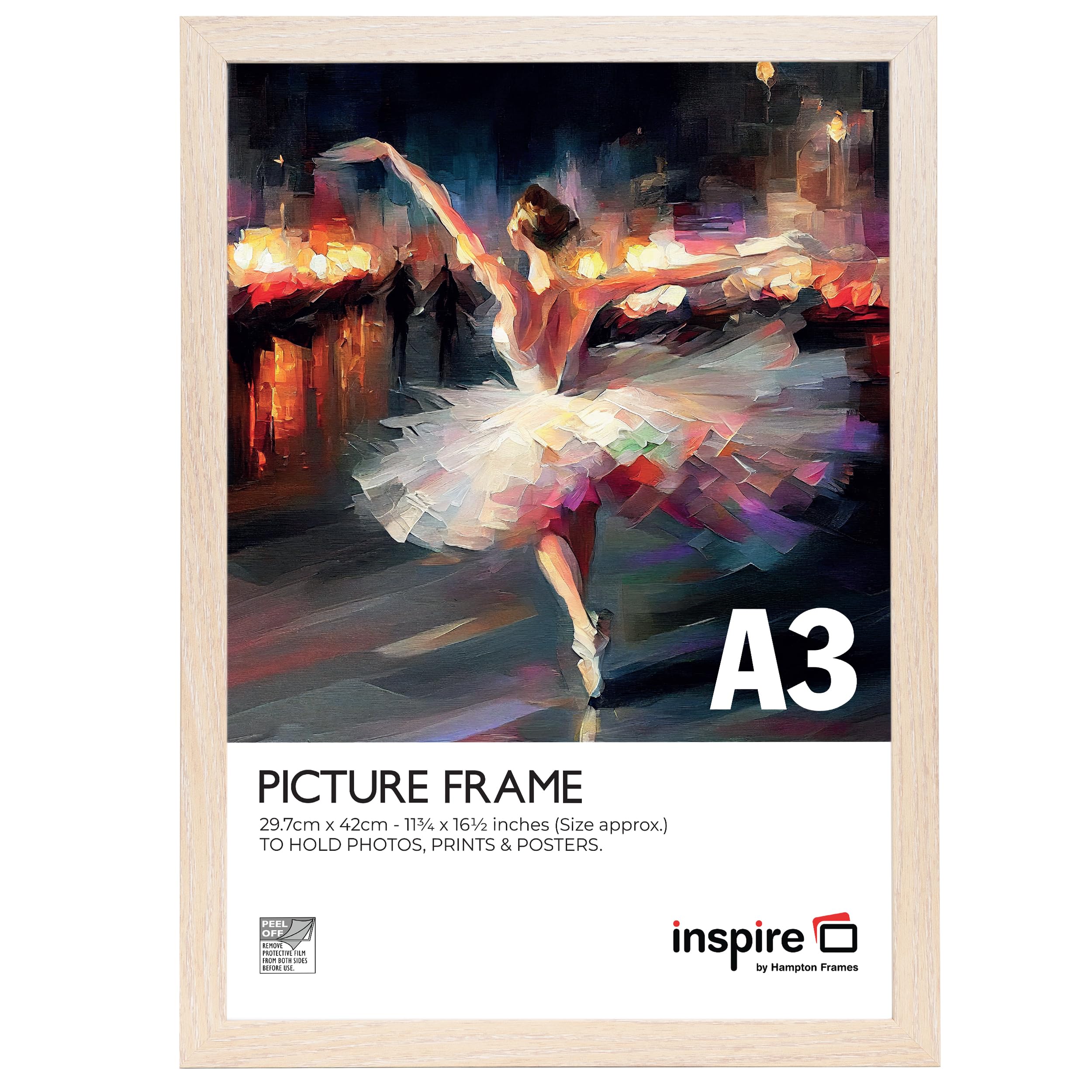 Inspire By Hampton WELFORD A3 (29.7x42cm) Natural Poster Frame Acrylic (Non-Glass) Front Pack of 1