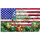American Merry Christmas USA Flag Xmas Celebration Garden Decor Outdoor Banner Flag 5x3ft (Blue)