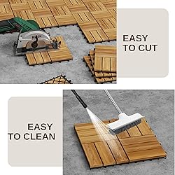 9 PCS Interlocking Deck Tiles 12" x 12"- Acacia