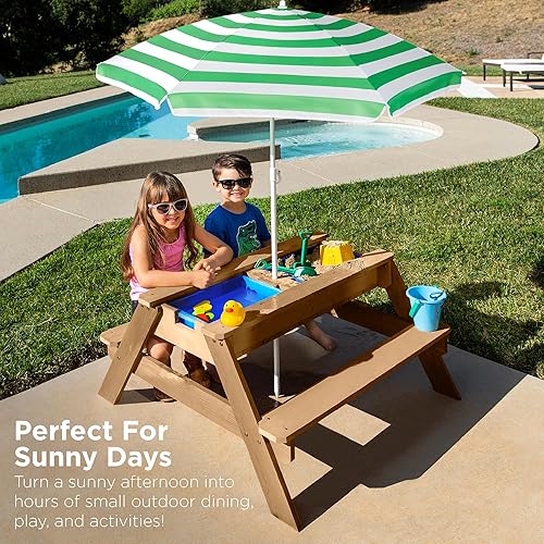 Best Choice Products Kids 3-in-1 Sand Water Table, Wood Outdoor
